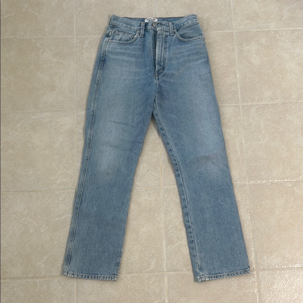 Agolde Blue Straight Jeans High-Rise Rigid Denim